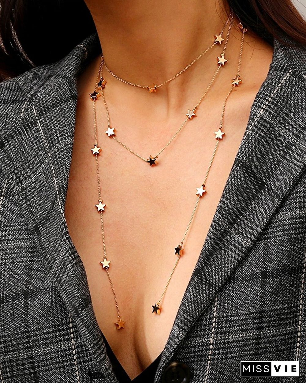 Star Pattern Triple-layer Necklace Pendant