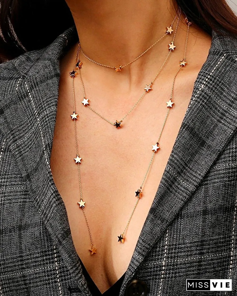 Star Pattern Triple-layer Necklace Pendant