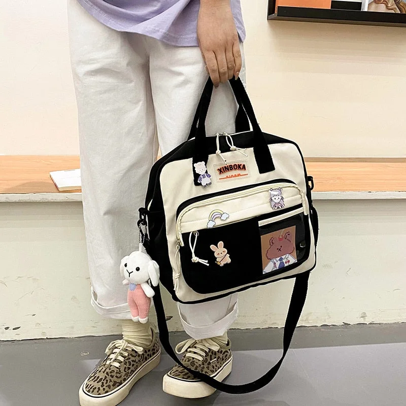 Kawaii Horizontal Backpack for Teenage Girl Portable Multifunctional Travel Shoulder Bags Female Small Schoolbag Women Backpacks