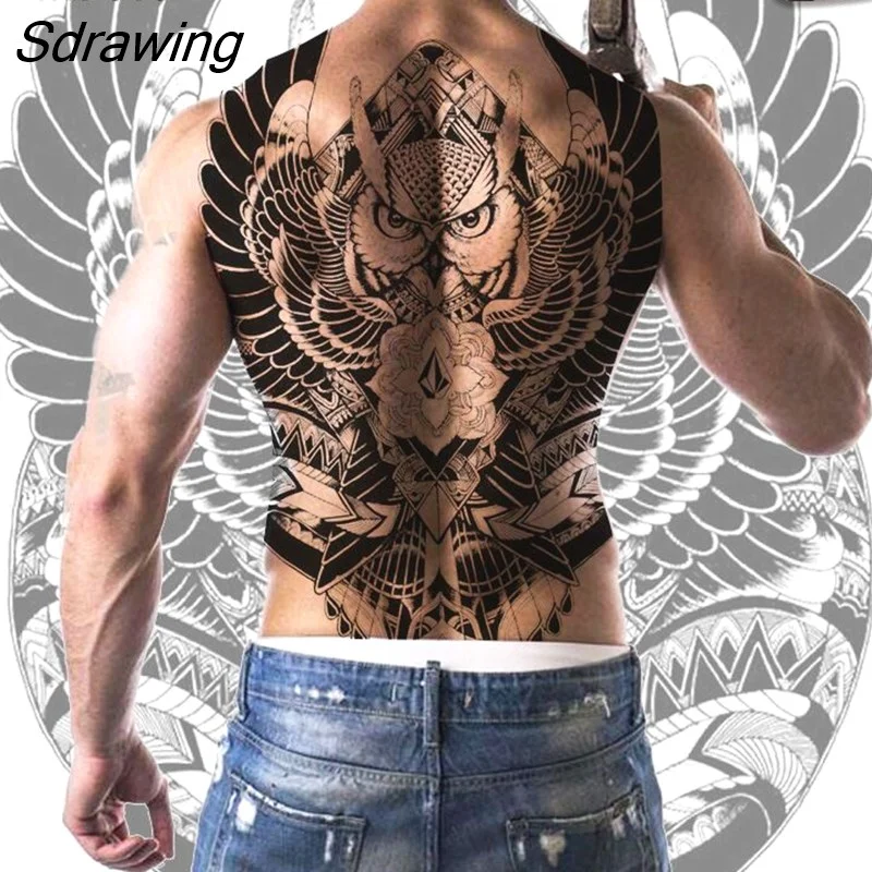 Sdrawing temporary tatoo for men tattoo body art full back sexy tattoo sticker lion king tiger dragon tattoo designs waterproof new