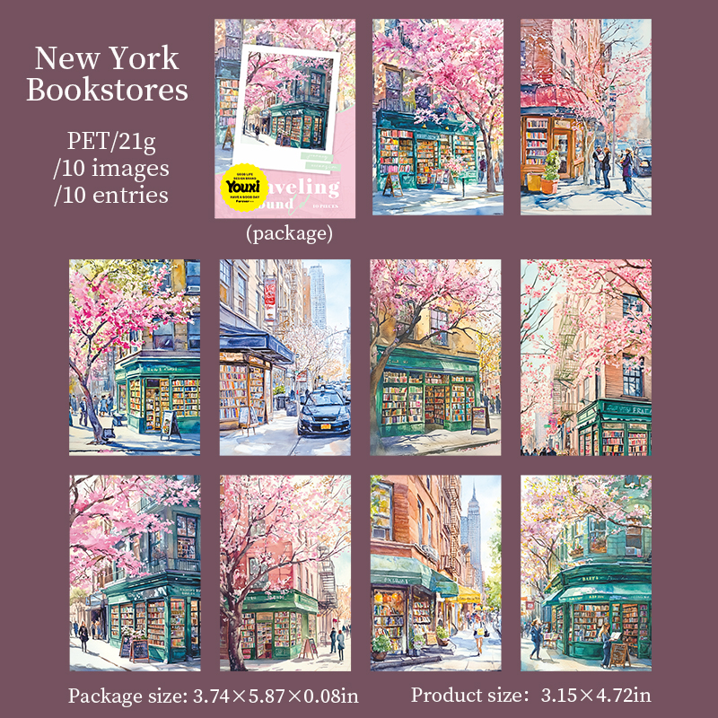 PET Sticker - Circumnavigation Series Vintage Flower Travel Building Landscape 
