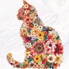 Floral Cat Bead Embroidery Kit Pre-Printed Bead Cross stitch