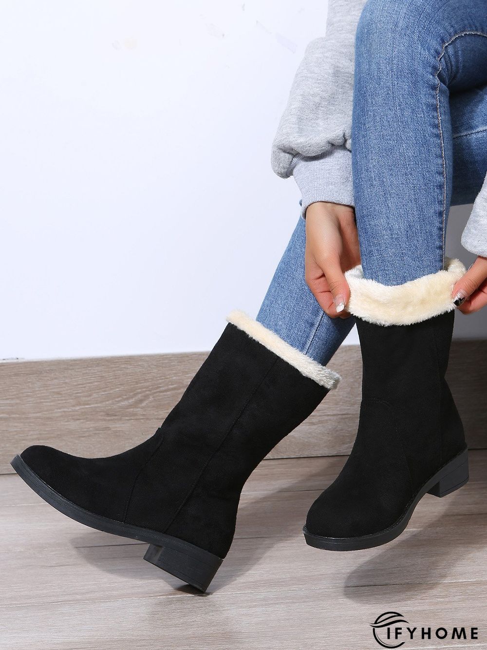 Plus Size Winter Casual Slip On Warm Lined Snow Boots | IFYHOME