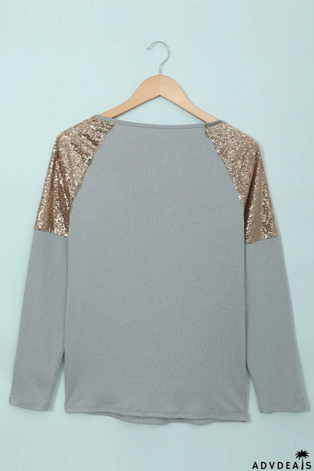 Sequin Shoulder Long Sleeve Top