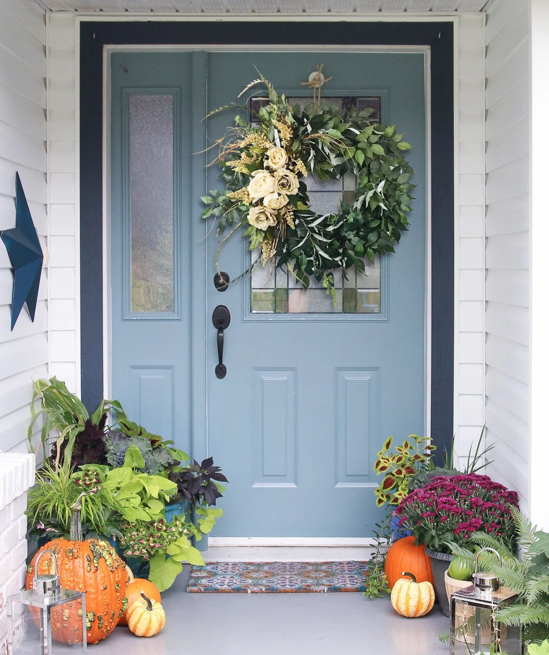 Phalaenopsis and Ficus Leaves Wreath Elegant Summer Front Door Garland