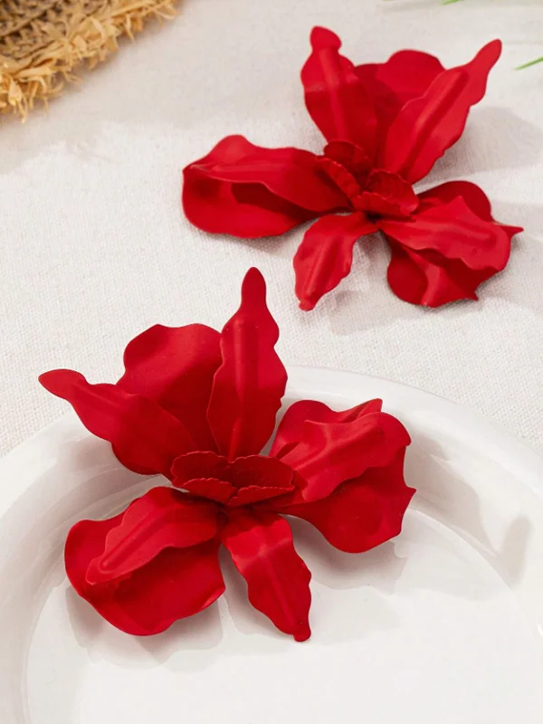 Solid Color Flower Shape Earrings Accessories