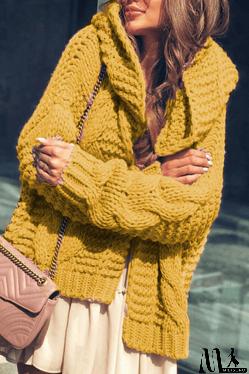 MidiSono - Casual Solid Split Joint Hooded Collar Tops