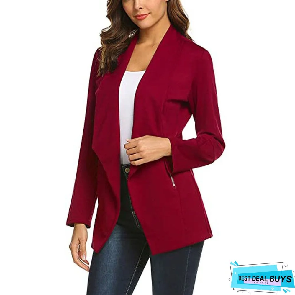 Autumn and Winter Long Sleeve Cardigan Casual Temperament Solid Color Jacket Suit