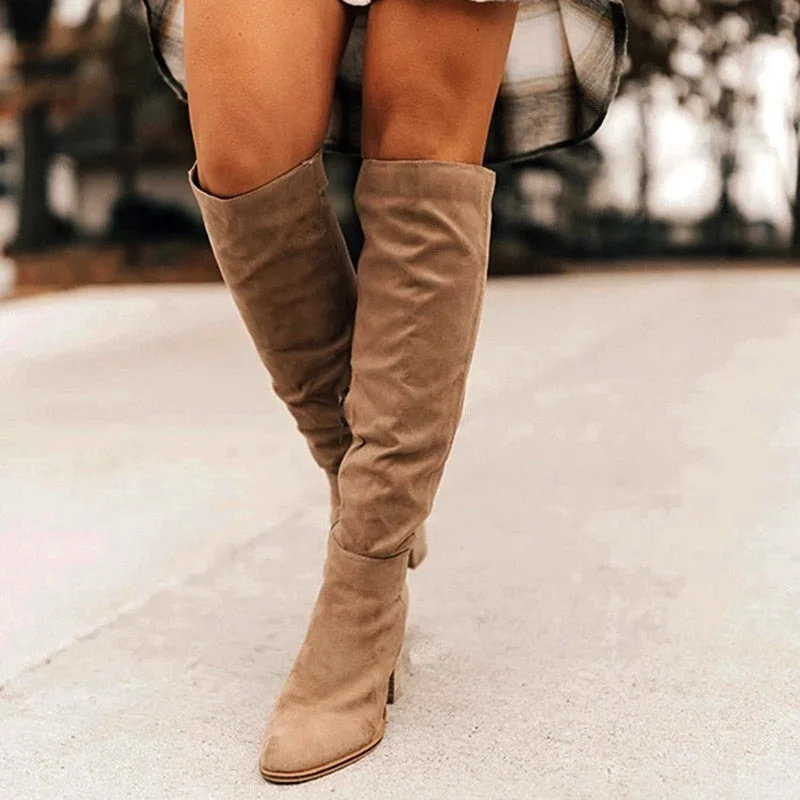 Women Knee-High Boots Lace Up Sexy High Heels Women Shoes Lace Up Winter Boots Warm Size  New Fashion Boots