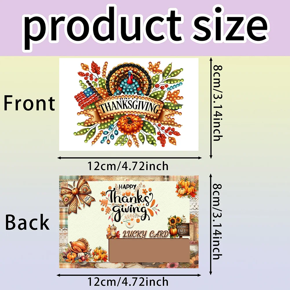 10pcs DIY Diamond Painting Crystal Scratch Card Party Gift Card (Thanksgiving)