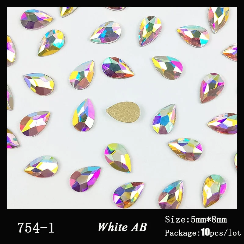 10 PCs Water Drop nail art Rhinestones Crystal Stones 9 Color 6x8mm Shiny diy jewelry charms nail art Deco