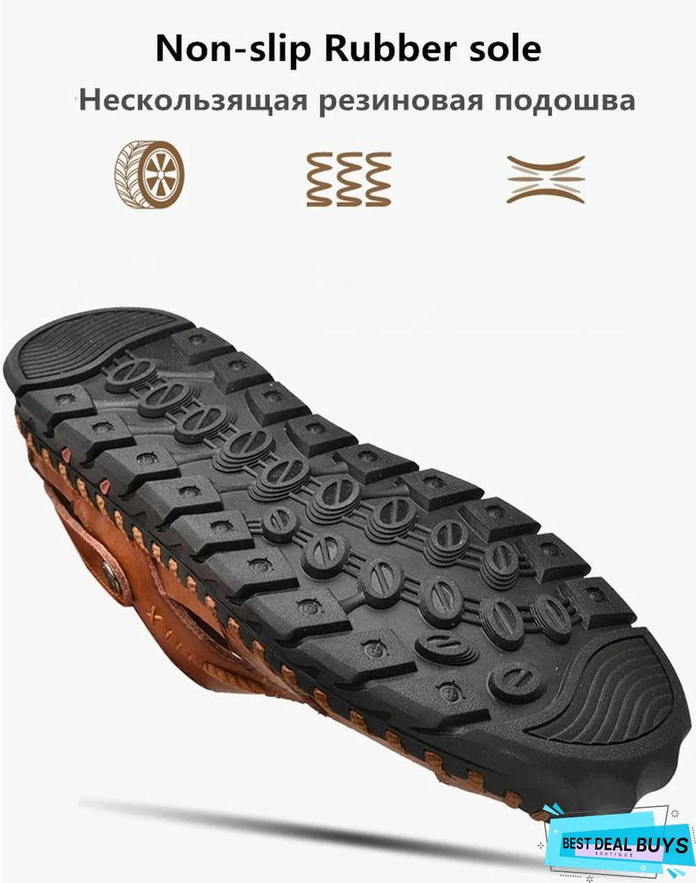 Men's Rome Genuine Leather Sandals Slip On Breathable Beach Sandal Shoes