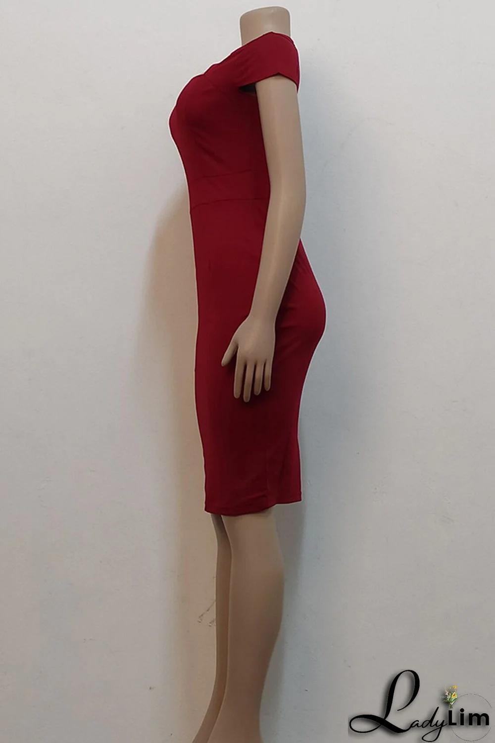 Blue Fashion Casual Solid Basic Short Sleeve Dress