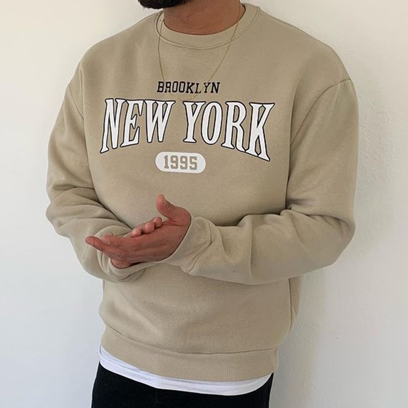 Letter Print Crew Neck Pullover Sweatshirt