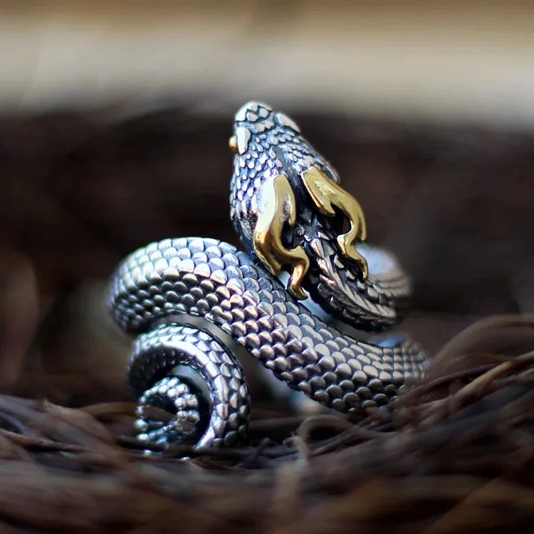 Coutureaura Retro Punk Snake Jormungandr Ring