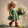 Peinture &agrave; l'huile Daisy Girl-Peinture Diamant Ronde Compl&egrave;te-40*40CM