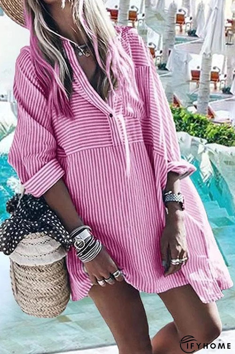 Street Fashion Striped Shirt Dress | IFYHOME