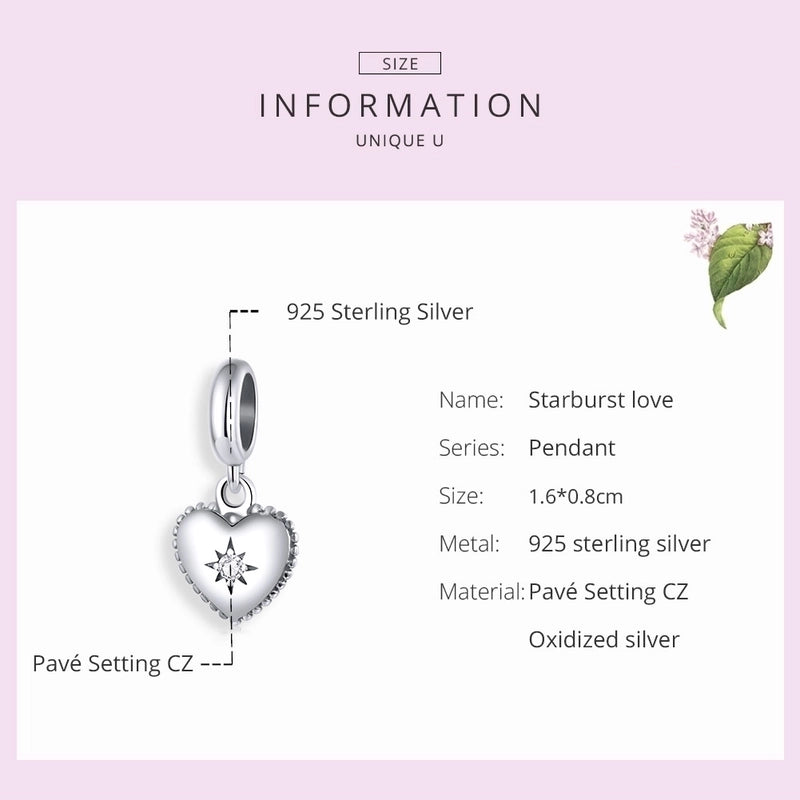 Aifule Popular Pure Silver Star Love Pendant Bracelet S925 Zircon Star Heart Pendant Accessories2