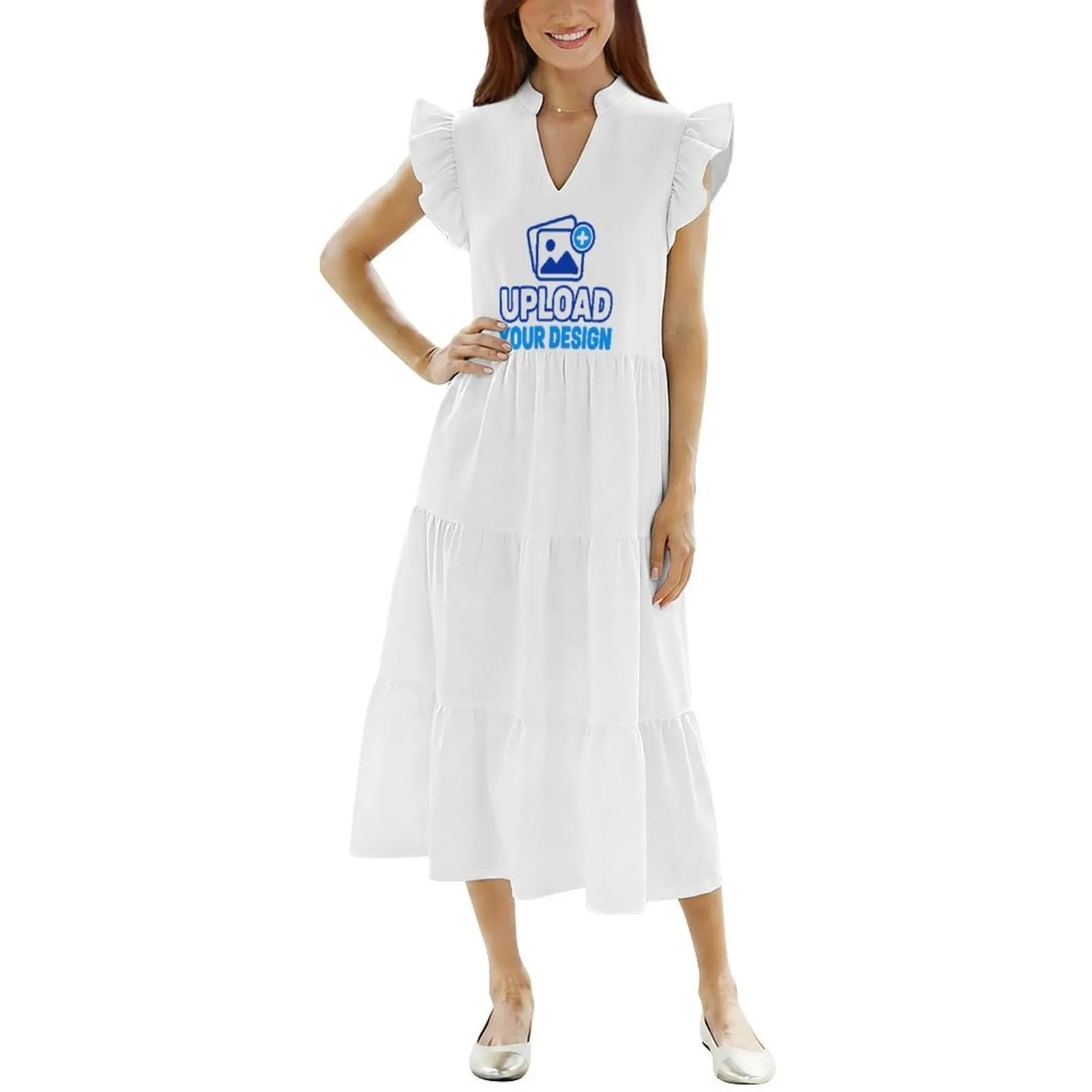 Layered Ruffle V-Neck Maxi Dress &ndash; personalized print product image 8