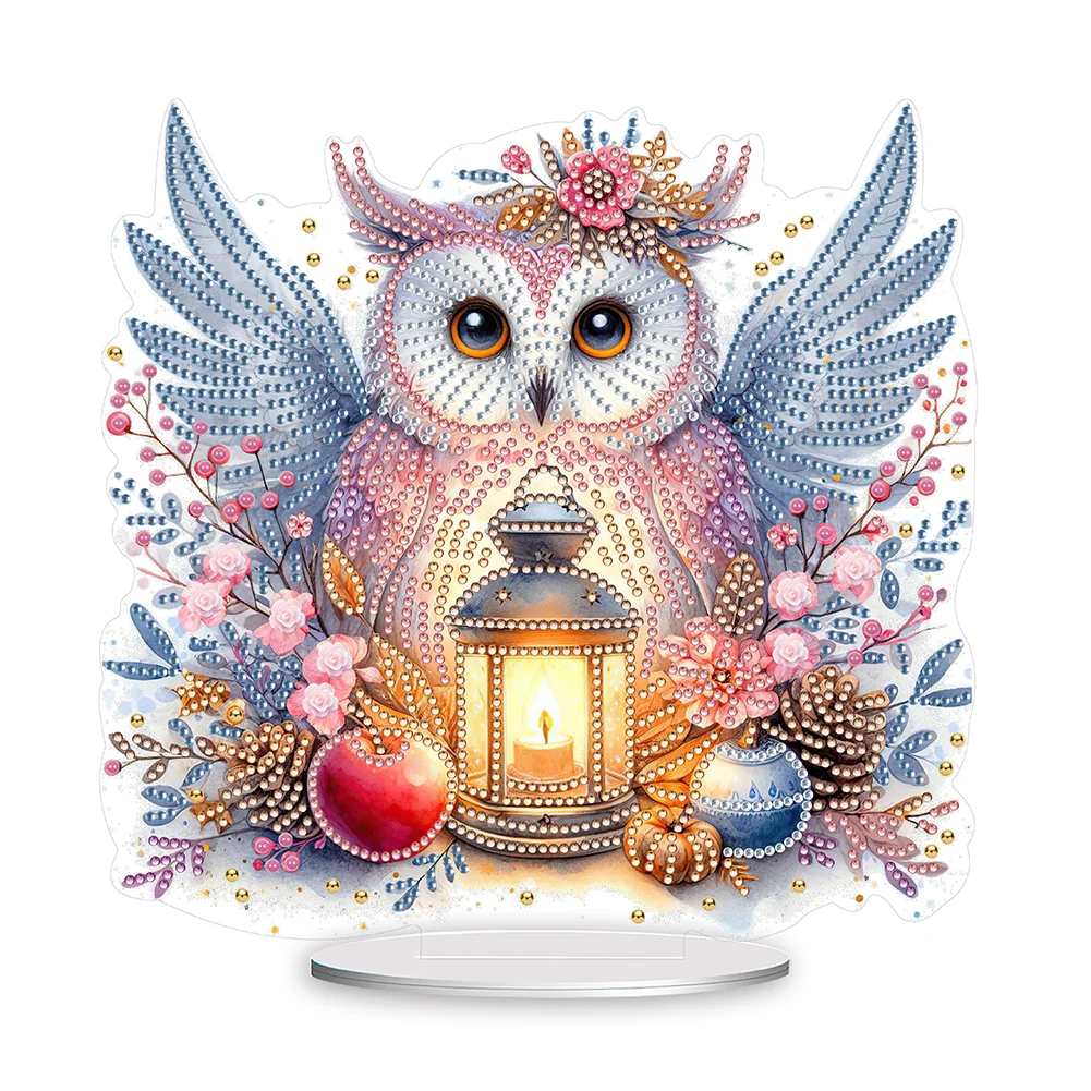DIY Owl Acrylic Diamond Painting Tabletop Ornament for Home Office Desktop Decor