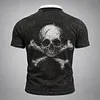 Men's Vintage Skull Print Casual Top by Inlyline