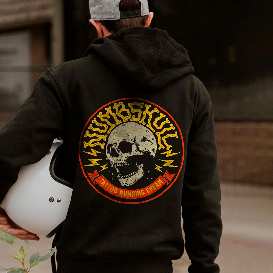 Tattoo Numbing Cream Skull Printed Men's Hoodie -  UPRANDY