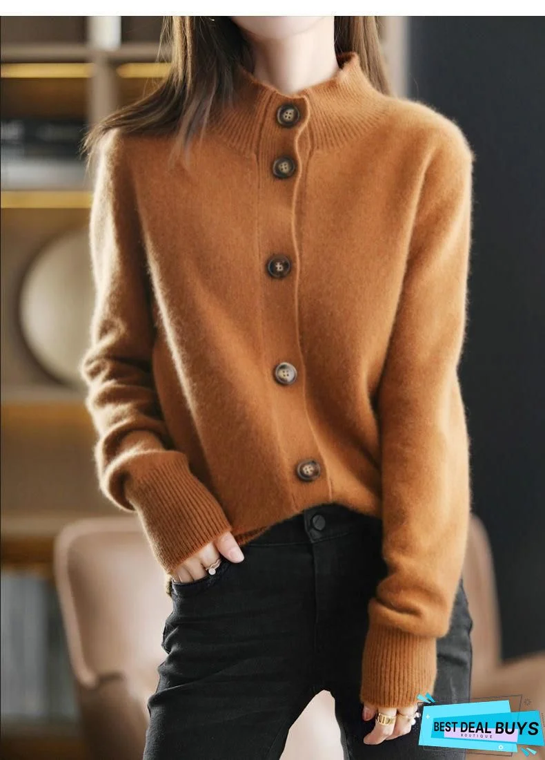 Cardigan Loose Retro Collar Knitted Sweater
