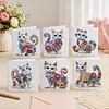 6pcs Diamond Painting White Cat Greeting Card Kits with Envelopes for Family Friend Gifts