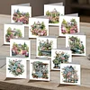 12Pcs Garden Flowers DIY Diamond Painting Greeting Cards for Adult Holiday Gifts