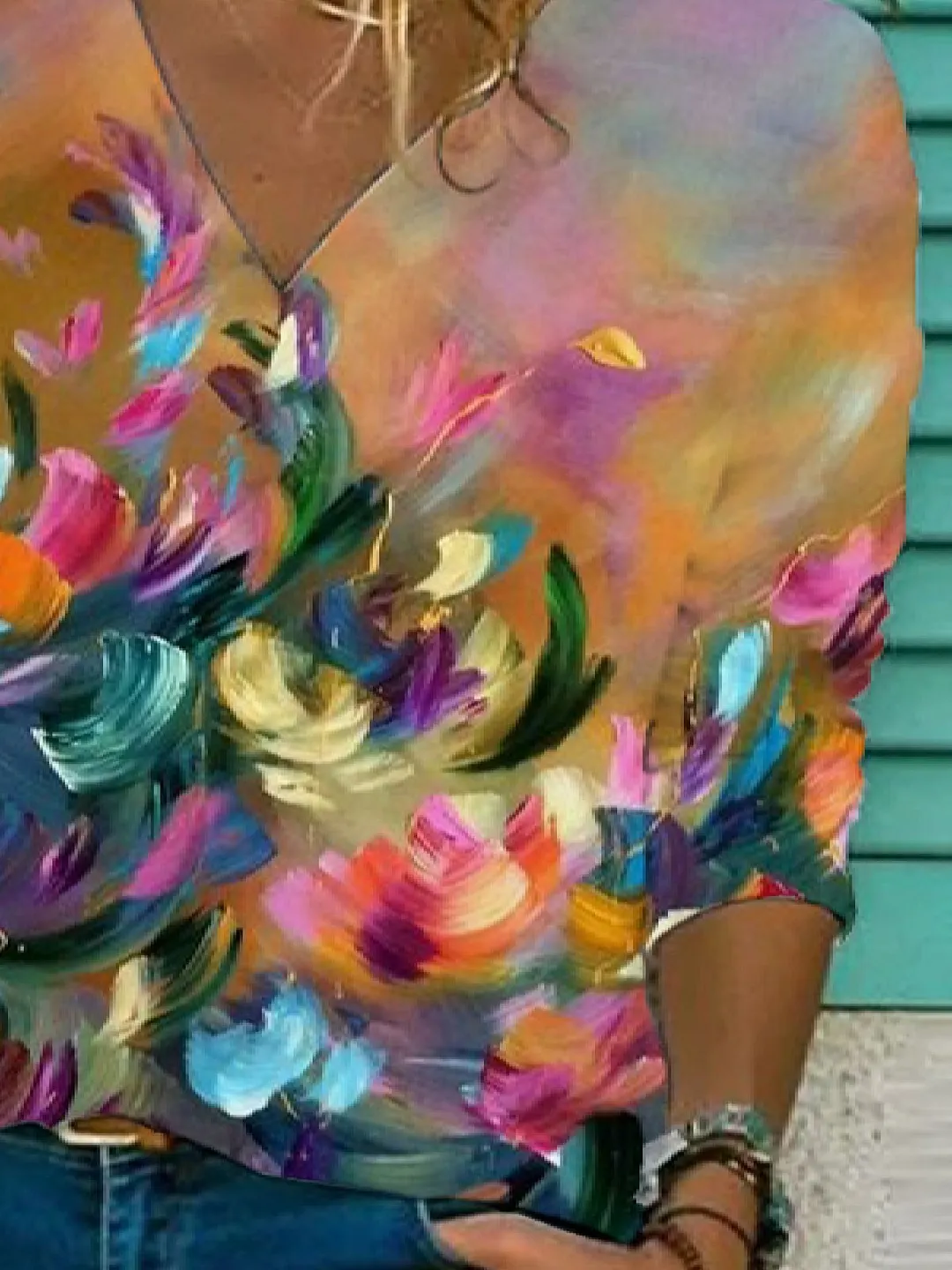 Casual Printed 3/4 Sleeve T-shirt