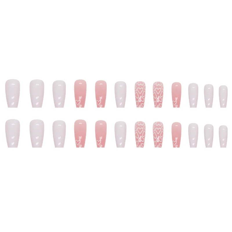 Churchf Churchf Temperament Simple Ins Wind Pure Desire White Love Nail In The Long Ballet Nail Flat Head False Nails Detachable Beauty