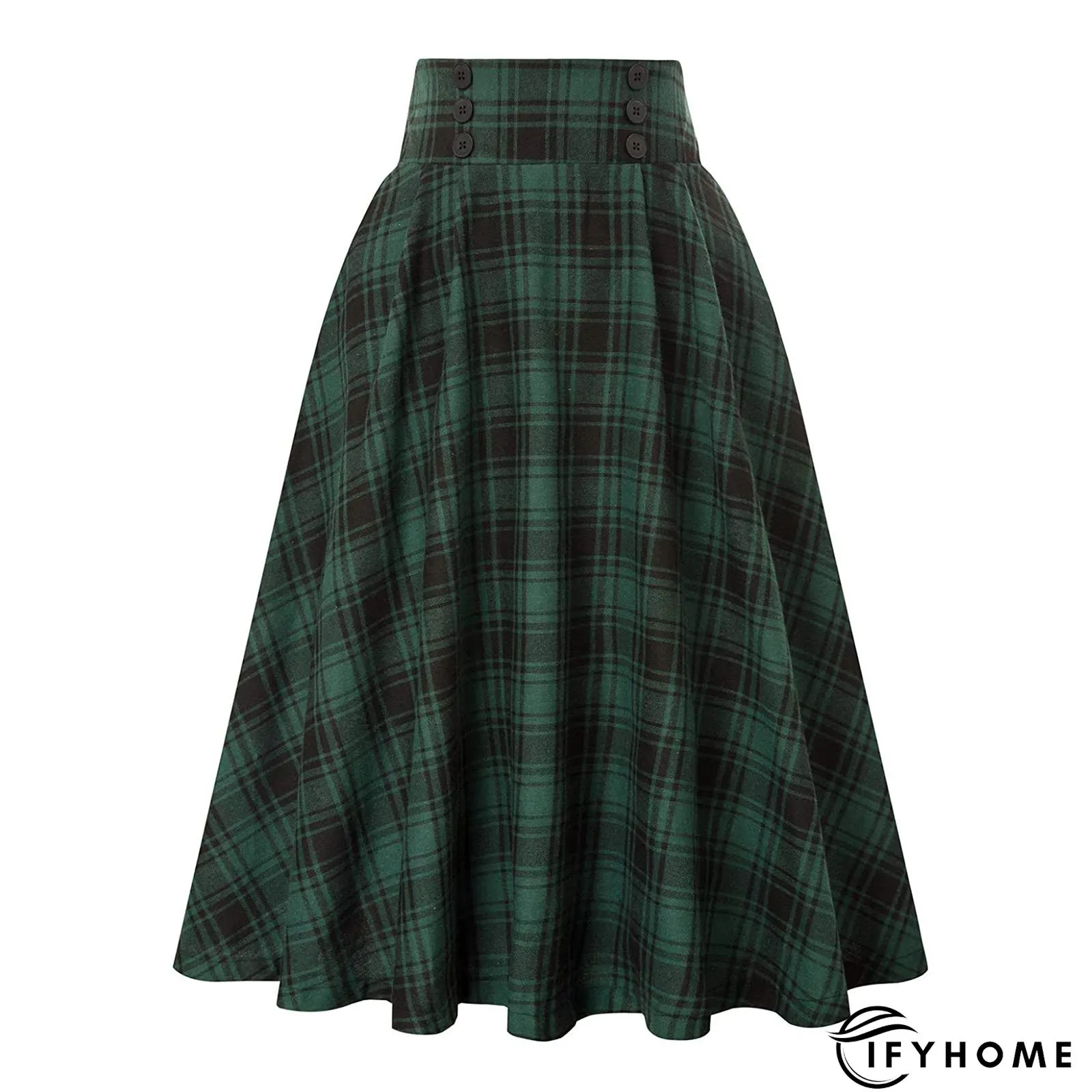 Plaid Printed Vintage Casual A-Line Skirt | IFYHOME