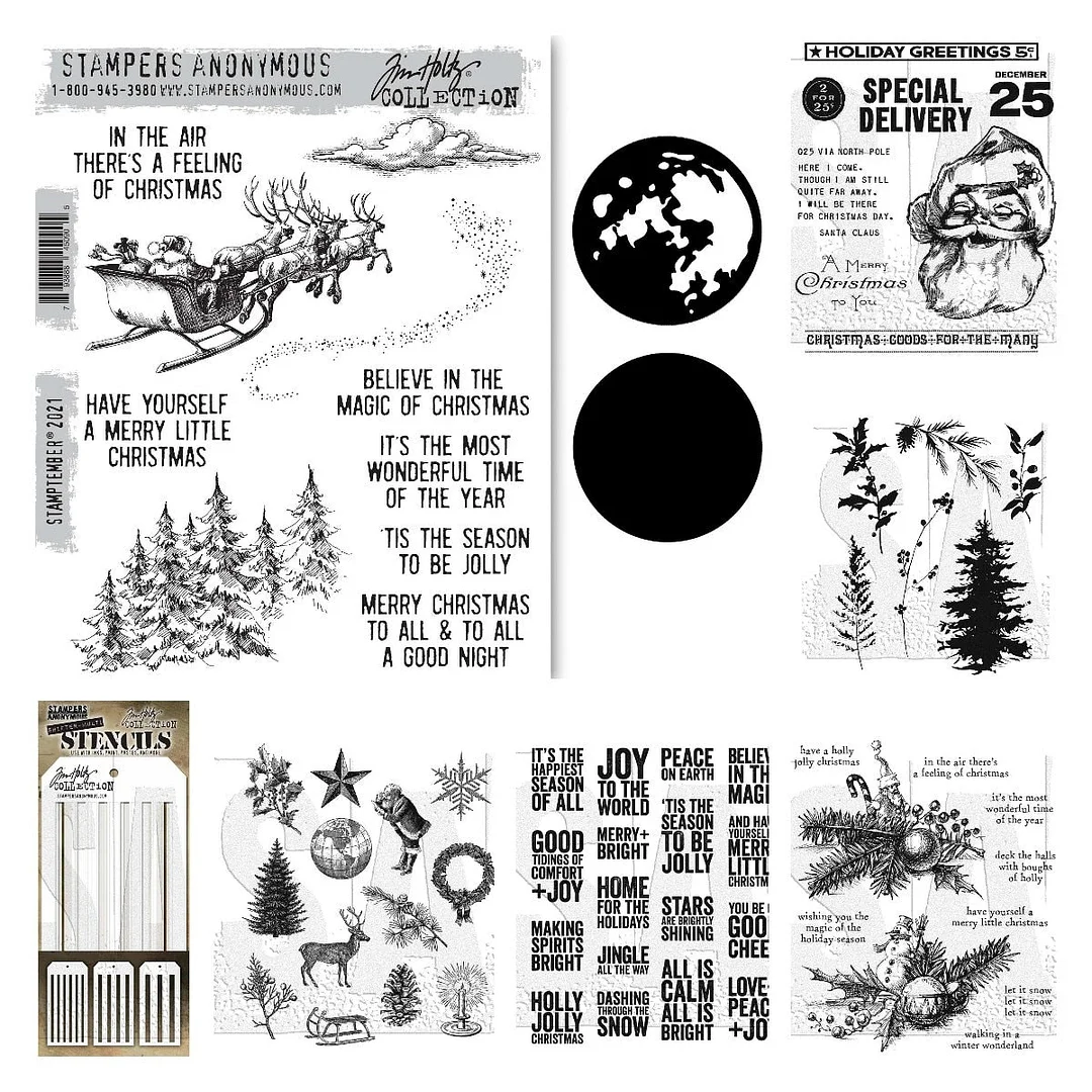 2021 Christmas Tree Jolly Santa Deer Star Metal Cutting Dies Clear Stamps Stencil for Scrapbook Diary Decoration Embossing Diy