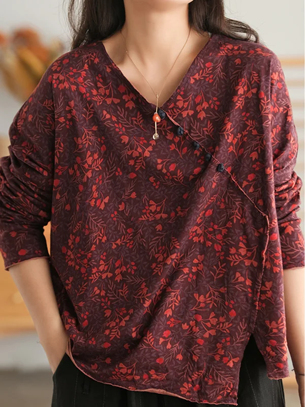 Retro Plate Button Slash Irregular T-Shirt - yankia