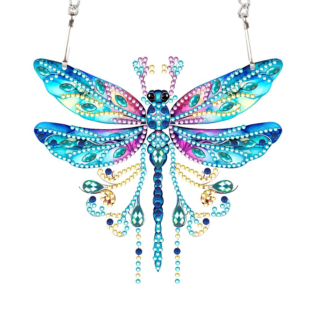 Acrylic Single-Sided Diamond Painting Hanging Pendant for Home Decor (Dragonfly)