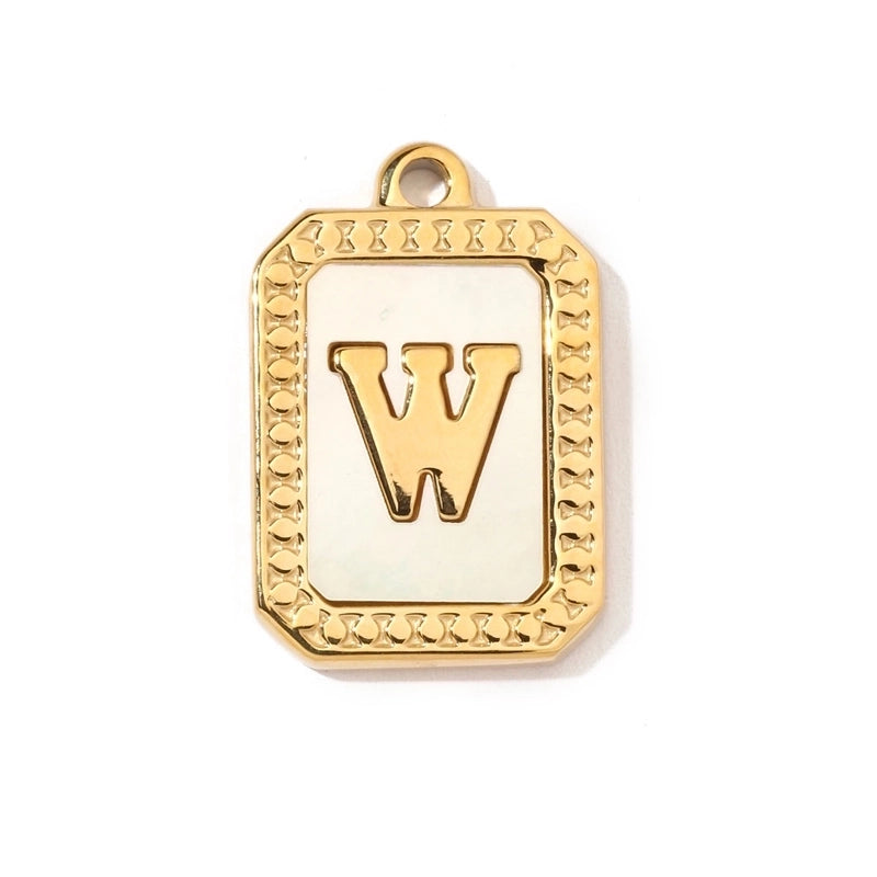 A Pack Of 3 201 Stainless Steel Shell 18K Gold Plated Letter Polished Pendant