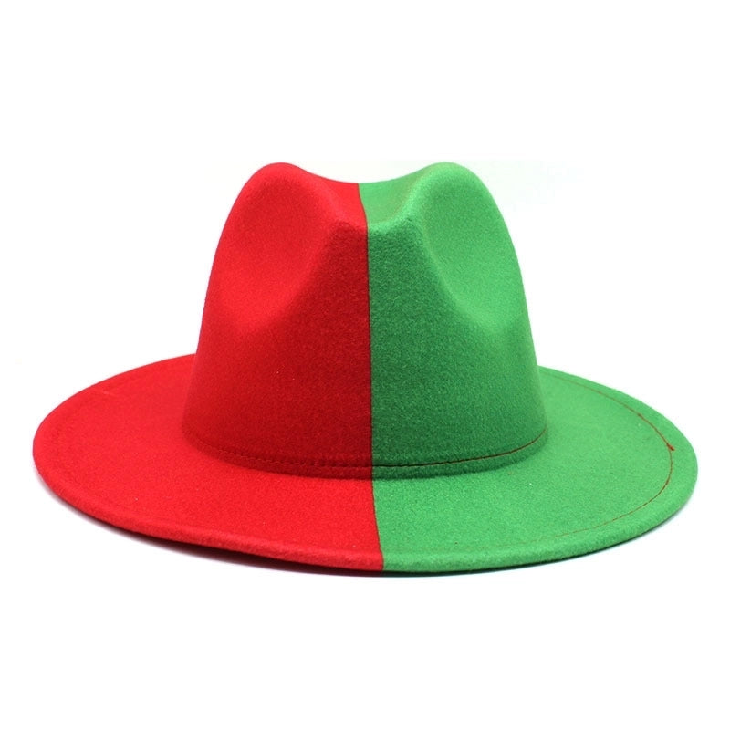 New Yin And Yang Double Color Matching Men’s And Women’s Woolen Felt Hat Autumn And Winter Fashion Flat Brim Jazz Hat 02