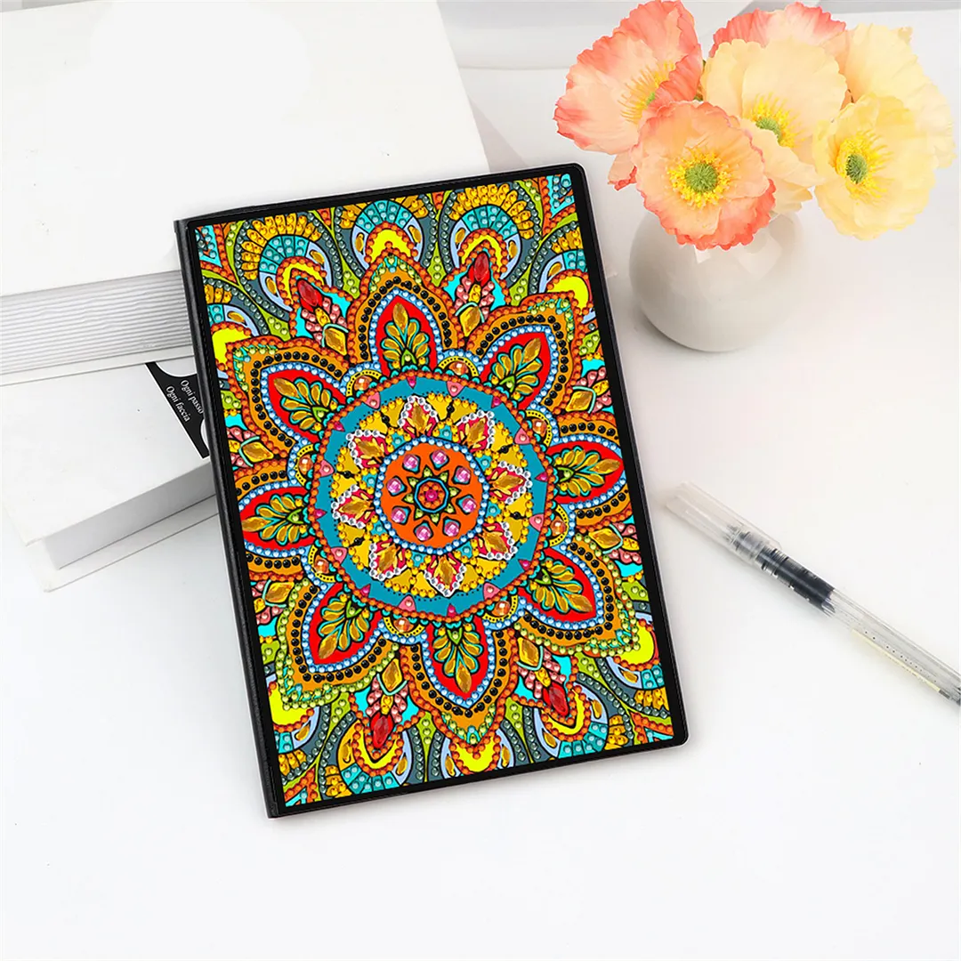 DIY Flower Diamond Painting Journals Notebooks 50 Pages A5 No Lines Special Shaped Diamond Art Kits for Beginners Craft Lovers and Artists (Mandala)