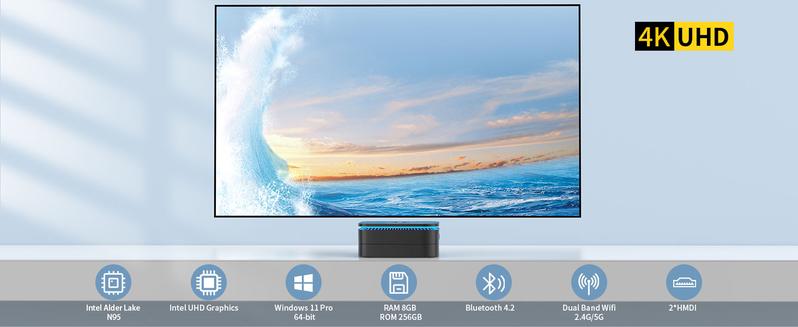 Product Introduction of ACEMAGIC AK1 Plus Mini PC. Intel 12th Gen N95(up to 3.4GHz) Mini Desktop Computers. 8GB RAM/256GB M.2 SSD Micro Computer Tower Support 4K UHD. Dual Wi-Fi. BT 4.2 for Business Home Office 0