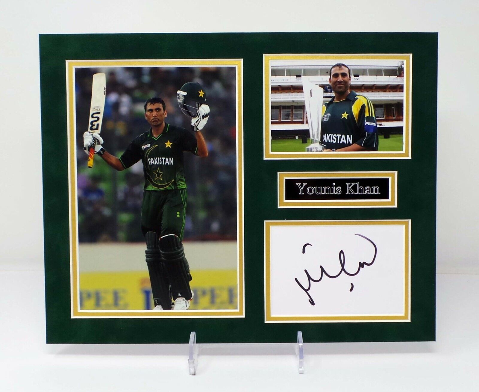 Younis KHAN Signed & Mounted Photo Poster painting AFTAL RD COA Pakistan Cricket Batsman Legend