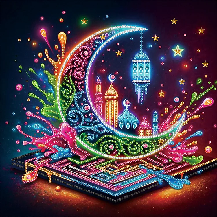 Partial Special-shaped Diamond Painting - Fluorescence Magic Book 30*30CM