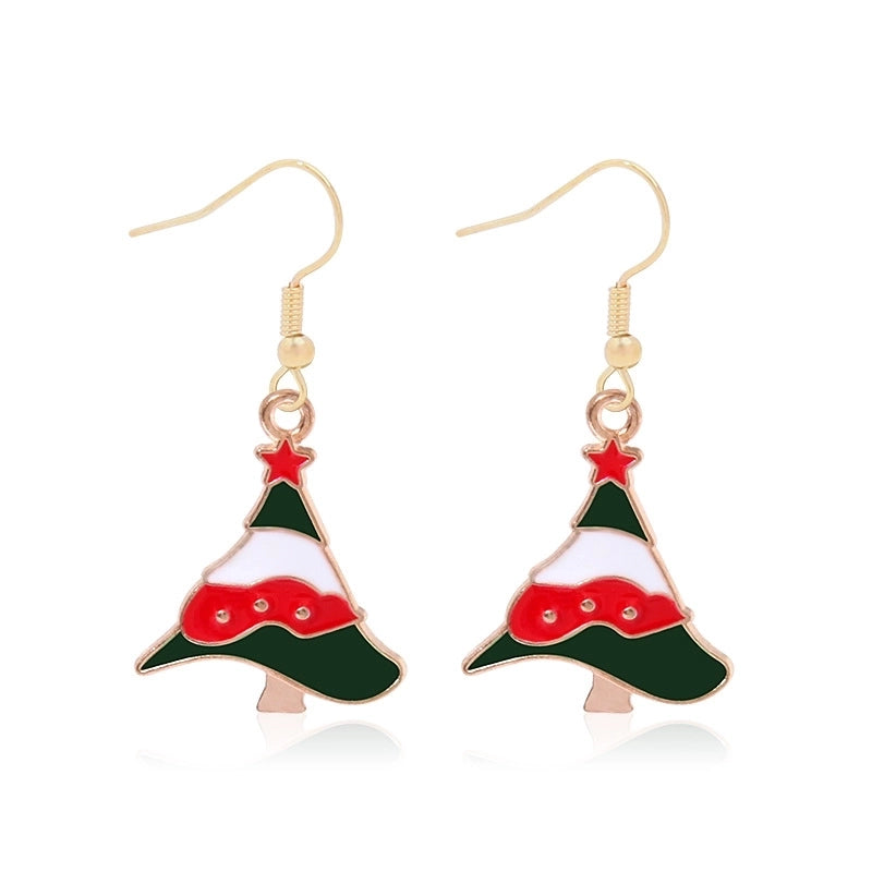 Fashion Christmas Tree Gloves Alloy Plating Inlay Artificial Gemstones Christmas Women’s Drop Earrings 1 Pair