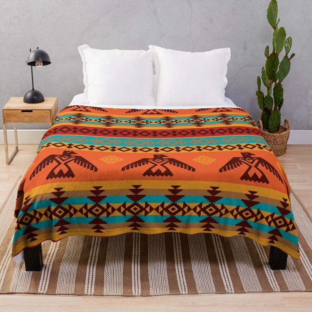 Athvotar Navajo Pattern Throw Blanket, Fleece Blanket Super Soft Cozy Lightweight Comfort Warm for Sofa Bed Couch Queen King Size