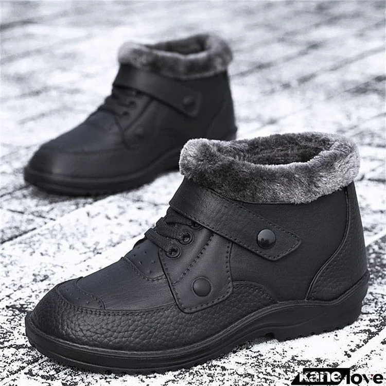 Winter Leisure Warm Plush Non-Slip Buckle Middle Age Men Shoes