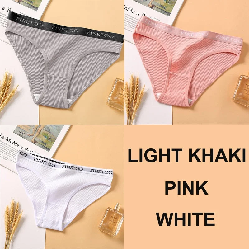 3PCS Women Cotton Underwear Panties Female Sexy Briefs Brand  Band Waist Pantys Set Solid Color Intimates Lingerie for Girl M-XL