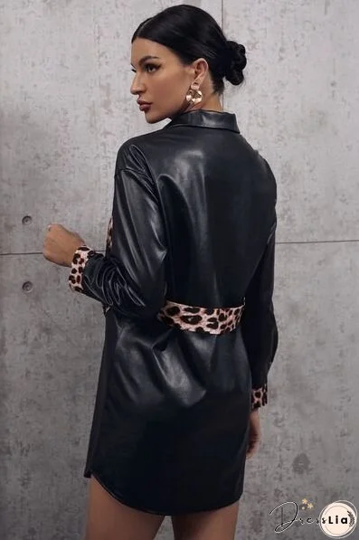 Tied Leopard Snap Down Trench Coat