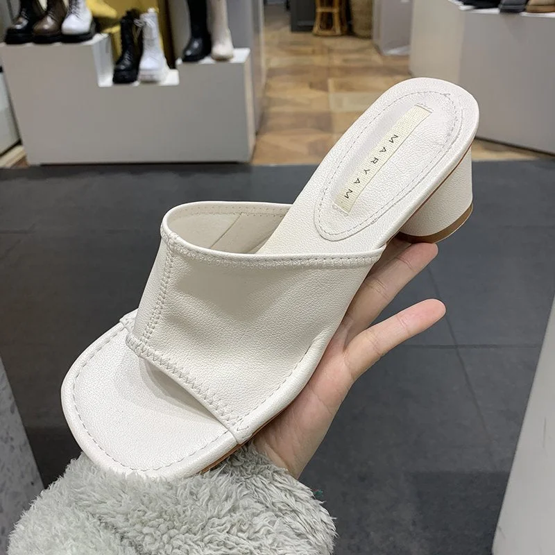 Women Slippers Summer Sandals Sexy Leopard Print Square Heel Sandals Pumps Ladies Shoes Dress Sandalias Mujer Sapato Feminino