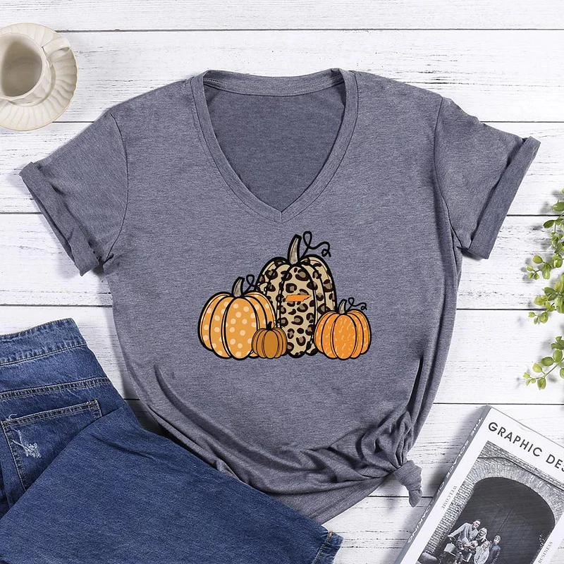 Hey Pumpkin V Neck Graphic Tee