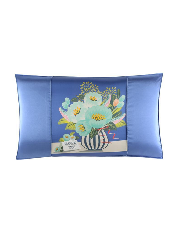 Double-Sided Silk Pillowcase-Sky Blue Printed