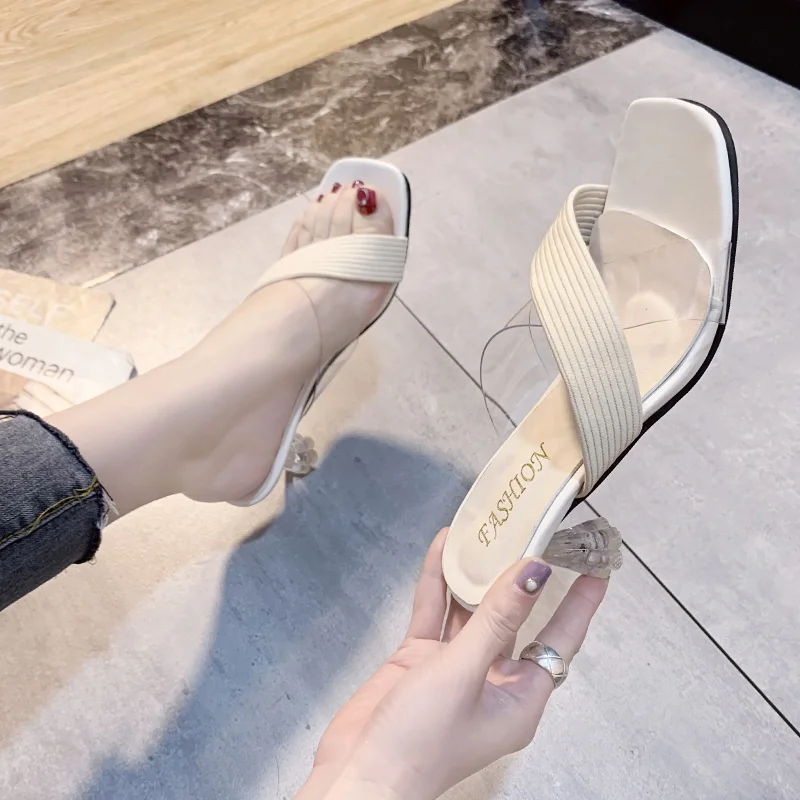 Qengg Sandals Women Pumps Transparent PVC High Heels Shoes Sexy Peep Toe Slip-on Wedding Party Brand Fashion Shoes For Lady 42